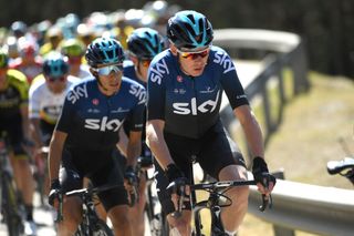 Chris Froome working for Sky teammate Bernal