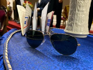 Aviator sunglasses inside Hall of Presidents