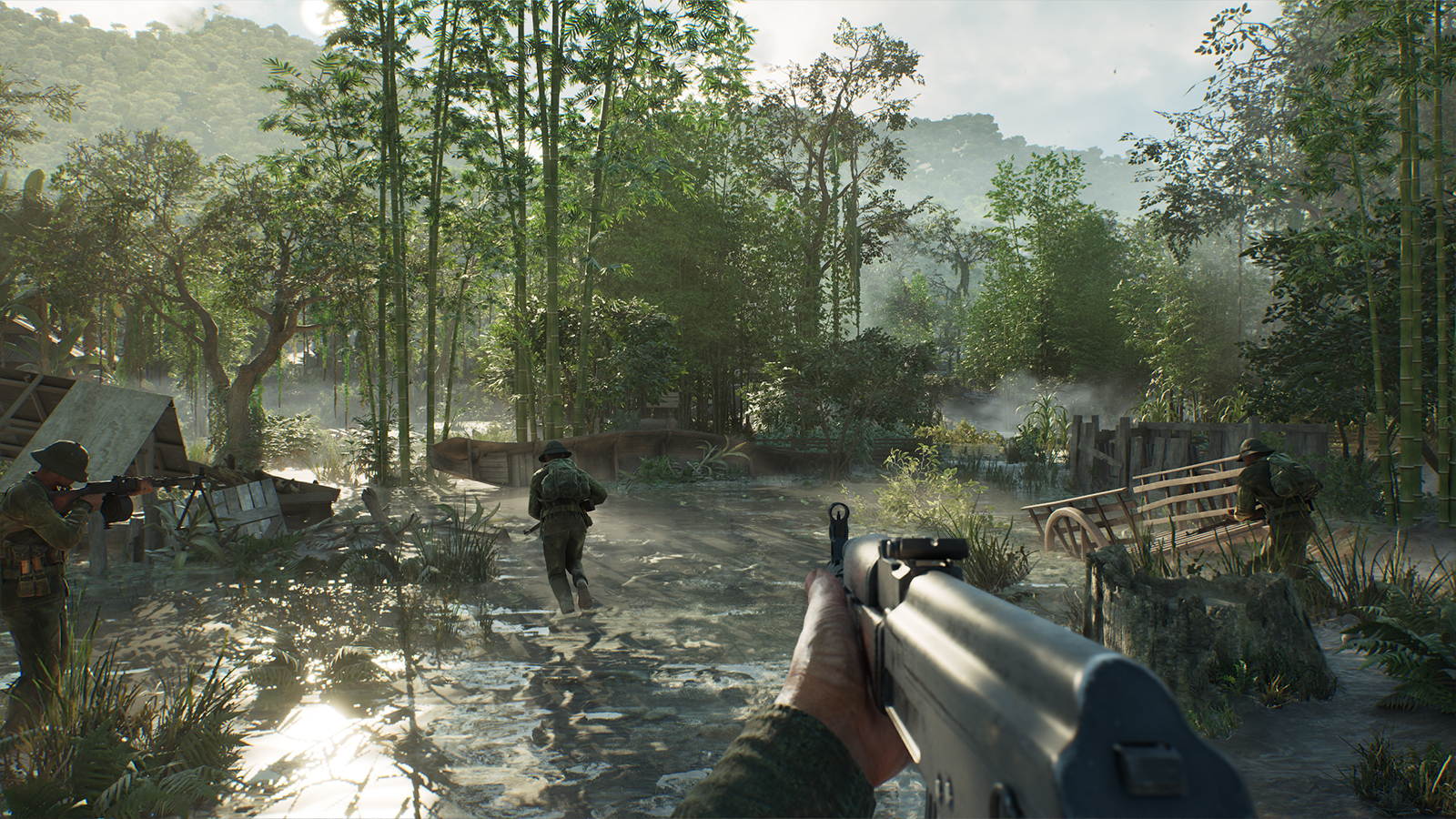 Screens from a game set in the Vietnam war