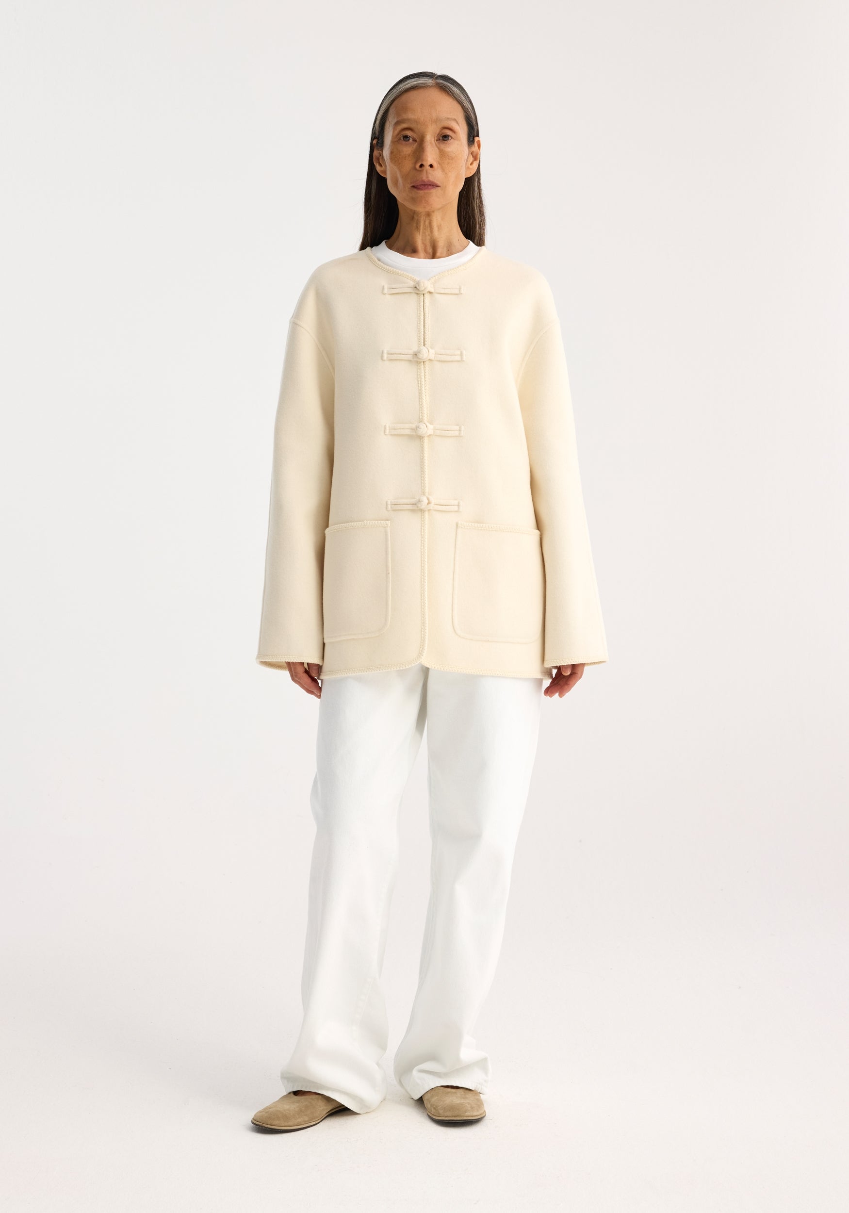 Mandarin Double-Faced Wool Jacket | Off White