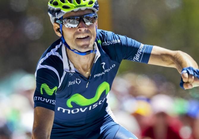 Alejandro Valverde gets the win up Willunga Hill