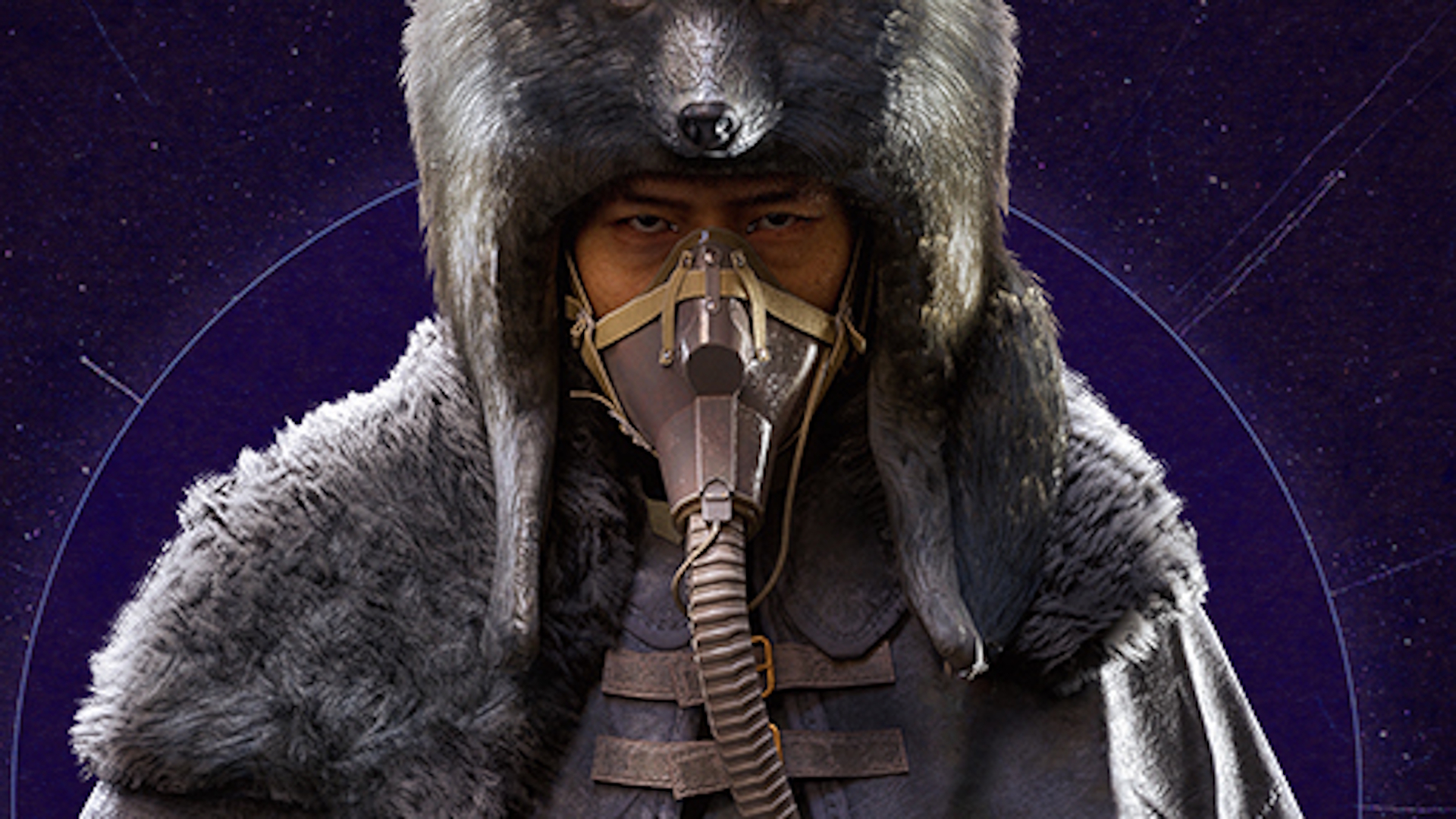 Arc Raiders character in wolf hood and gas mask