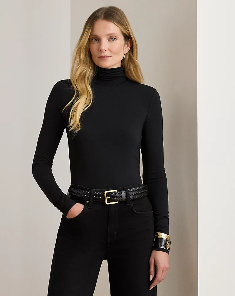Stretch Jersey Roll Neck