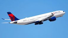 A Delta Air Lines Airbus A330 airplane departs from Harry Reid International Airport en route to Atlanta 