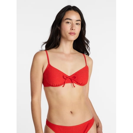 Time and Tru Women&rsquo;s and Women's Plus Underwire Eyelet Bikini Top, Sizes Xs-3x