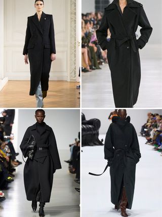 Elegant coat trends: black coats on the AW24 runways