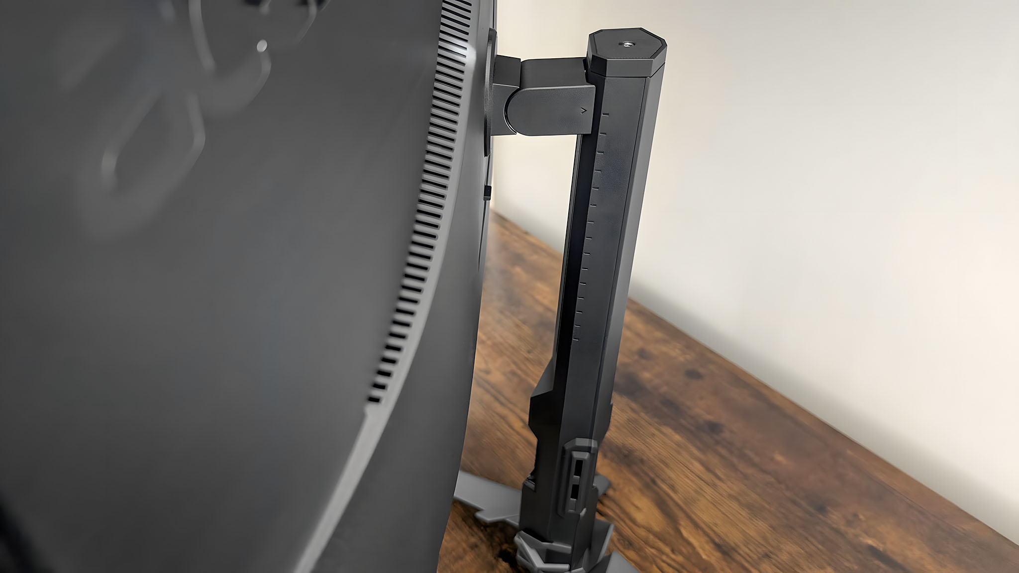A closeup of the Acer Predator XB273K's adjustable stand.