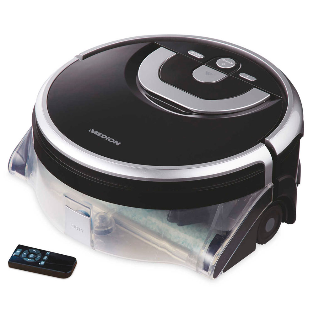 black aldi's robot mop with remote