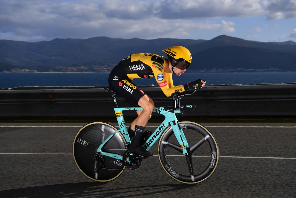 MIRADOR DE ZARO DUMBRA SPAIN NOVEMBER 03 Lennard Hofstede of The Netherlands and Team Jumbo Visma during the 75th Tour of Spain 2020 Stage 13 a 337km Individual Time Trial stage from Muros to Mirador de zaro Dumbra 278m ITT lavuelta LaVuelta20 La Vuelta on November 03 2020 in Mirador de zaro Dumbra Spain Photo by Justin SetterfieldGetty Images
