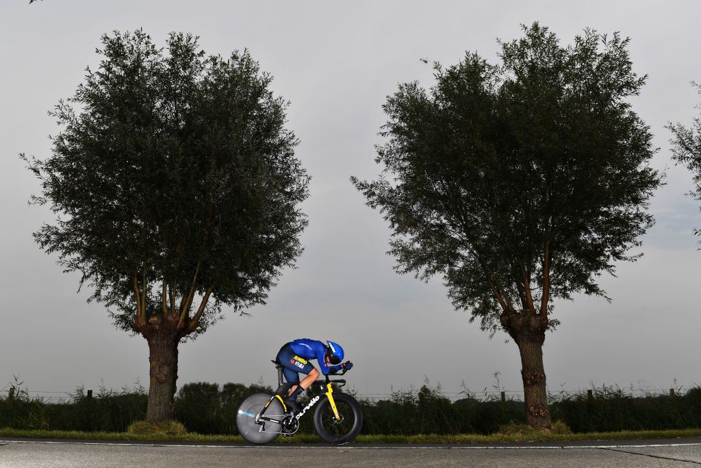 BRUGES BELGIUM SEPTEMBER 19 Edoardo Affini of Italy sprints during the 94th UCI Road World Championships 2021 Men Elite ITT a 433km Individual Time Trial race from KnokkeHeist to Bruges flanders2021 ITT on September 19 2021 in Bruges Belgium Photo by Tim de WaeleGetty Images