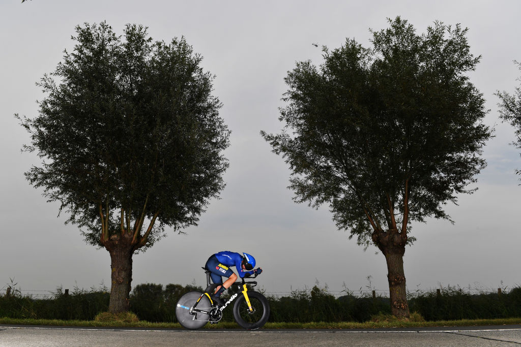 BRUGES BELGIUM SEPTEMBER 19 Edoardo Affini of Italy sprints during the 94th UCI Road World Championships 2021 Men Elite ITT a 433km Individual Time Trial race from KnokkeHeist to Bruges flanders2021 ITT on September 19 2021 in Bruges Belgium Photo by Tim de WaeleGetty Images