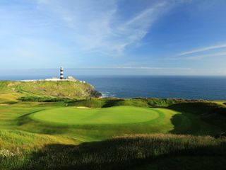 The very back 18th tee is set right on the edge close to the lighthouse