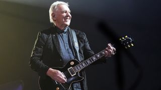 Alex Lifeson of band Rush sings at the KIA Forum on Sunday, June 7, 2026 in Inglewood, CA. (Scott Strazzante / Los Angeles Times via Getty Images)
