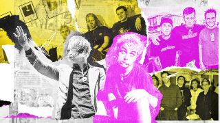 A montage of Bad Religion, The Offspring, Refused, Green Day and Blink 182 on a colourful background