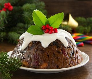 A traditional Christmas plum pudding, a popular Christmas desert in the United Kingdom.