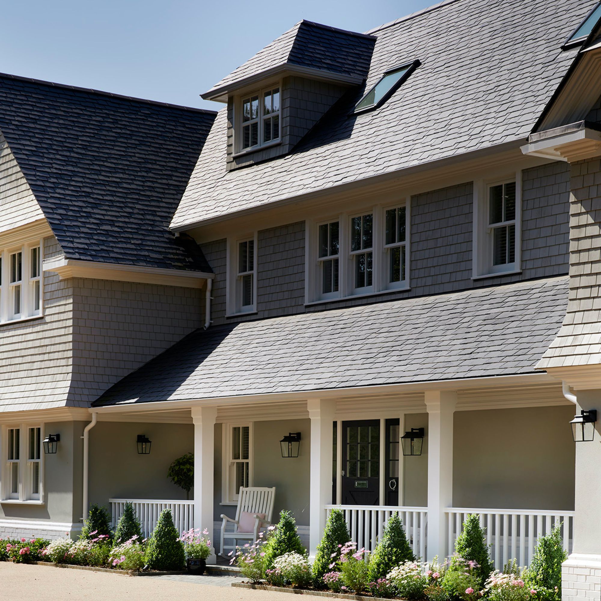 Roof tiles on New England style home