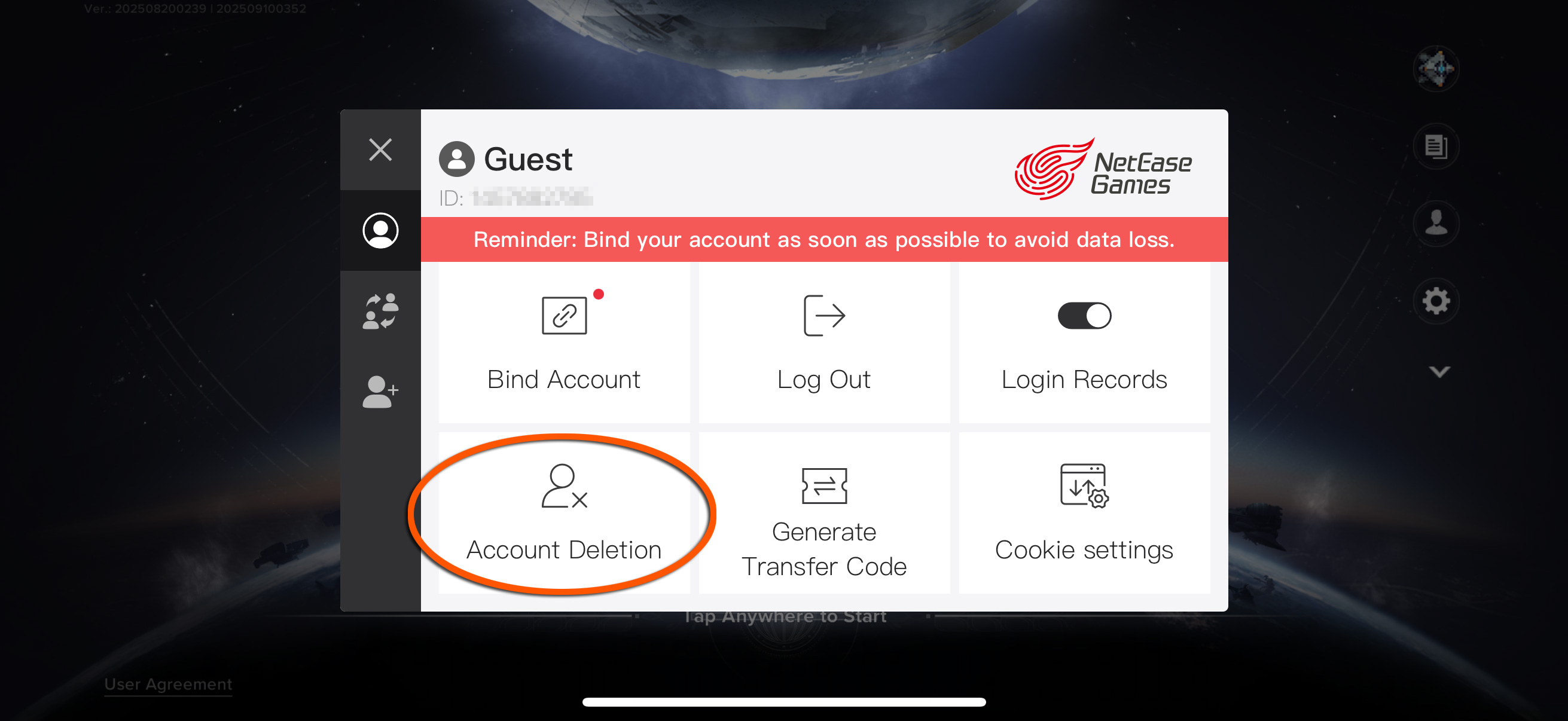 Using Account Deletion to get a Destiny Rising reroll
