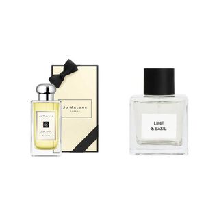 A collage of Jo Malone Lime, Basil & Mandarin and The Perfume Edit Lime & Basil