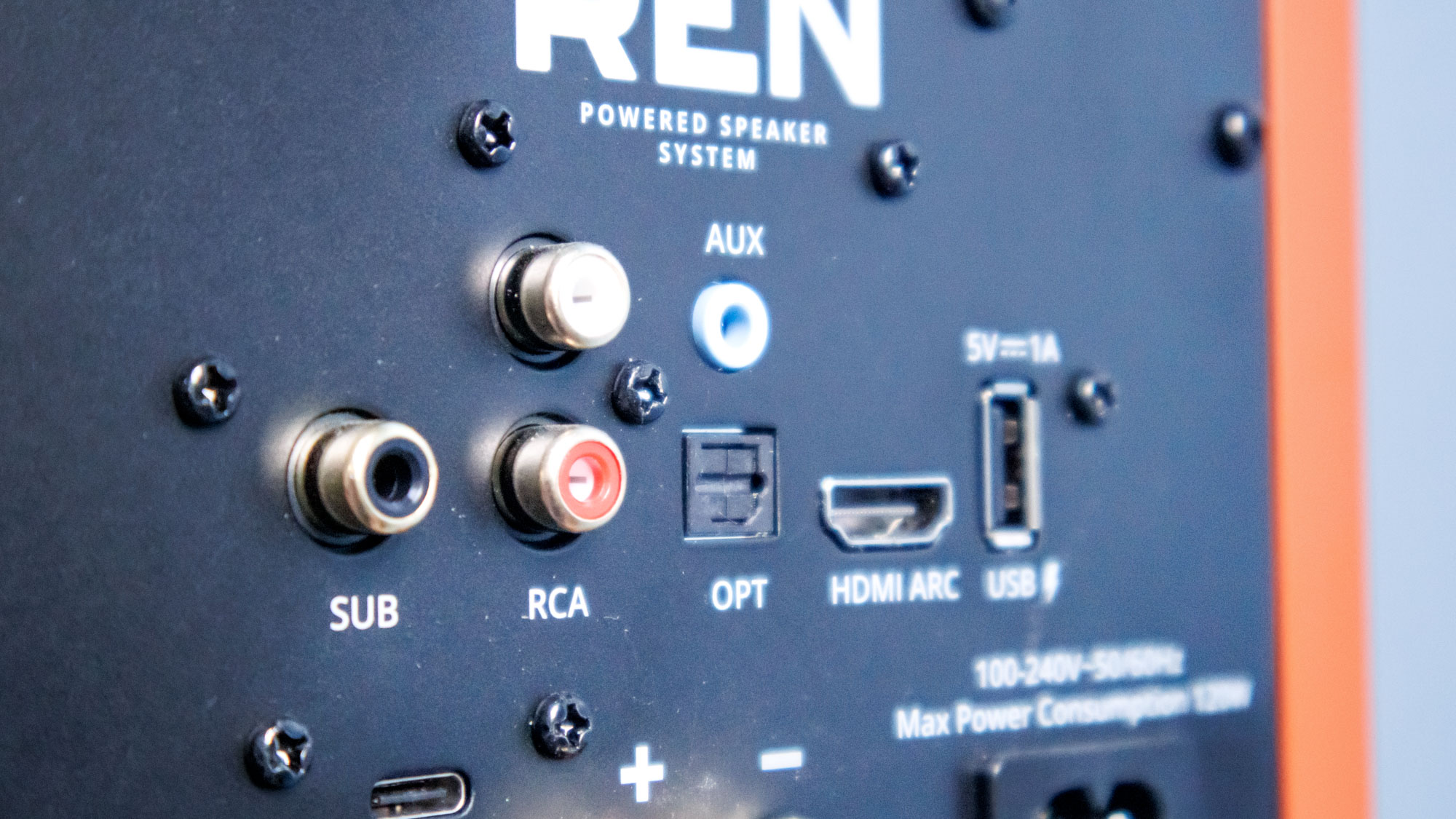 Kanto Ren inputs on the back of the powered speaker