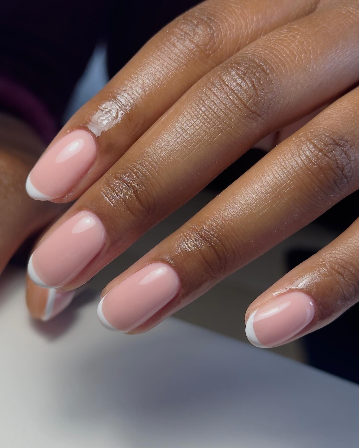 Nails with elongated French tips.