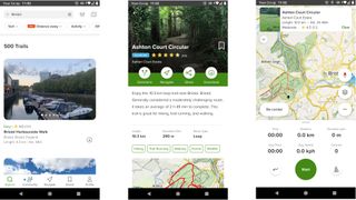 AllTrails navigation app screengrabs