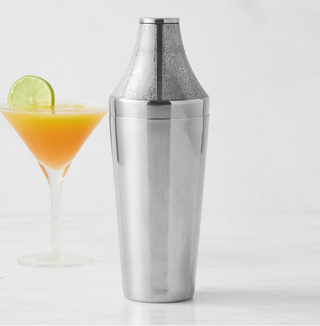 Stainless steel cocktail shaker.