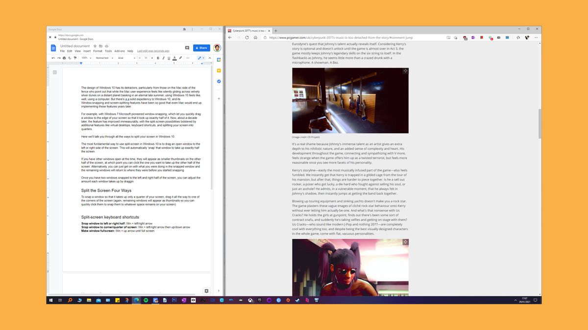 How to use split screen in Windows 10 | TechRadar