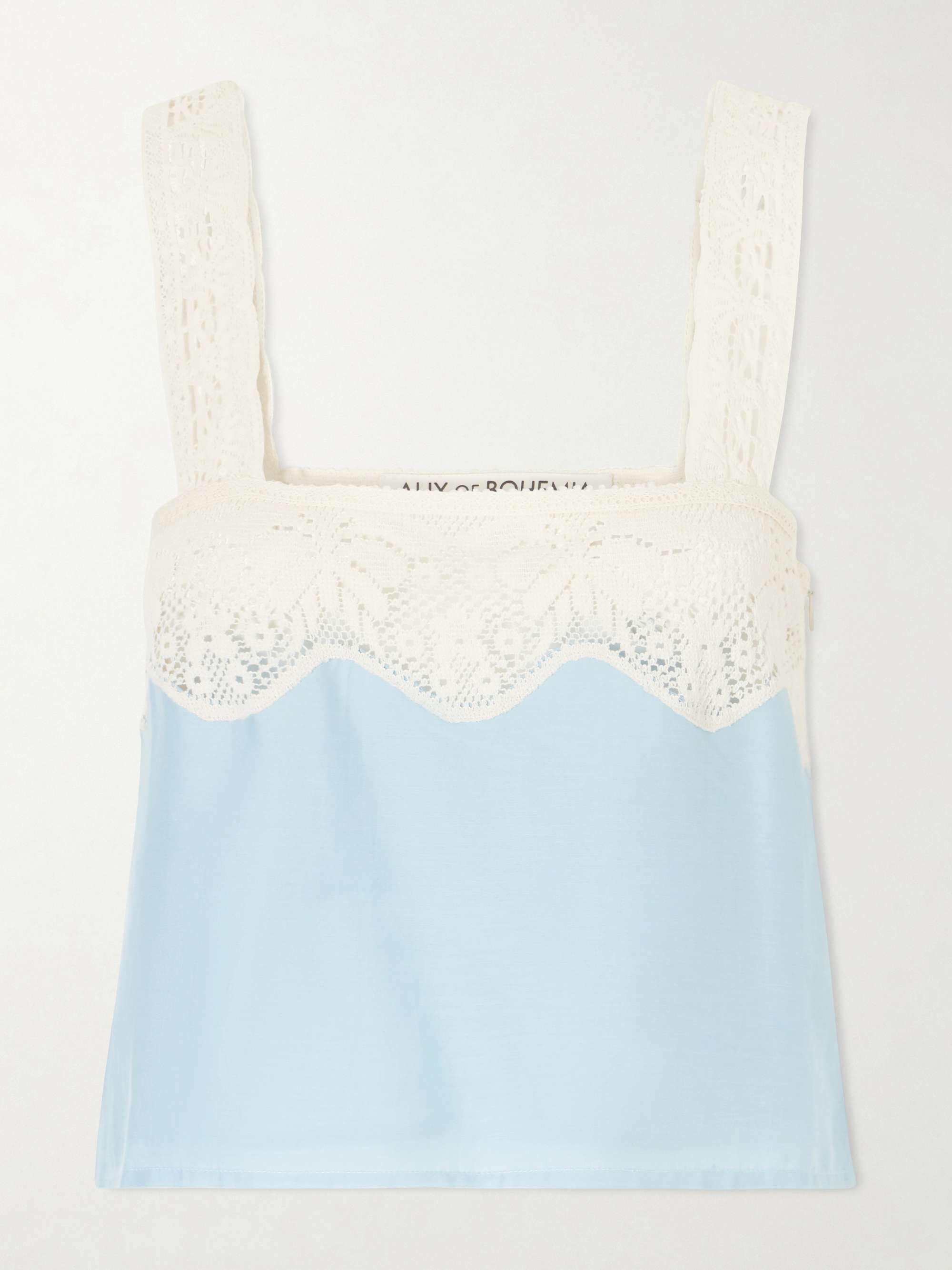 Mia Sky Prima Cotton and Silk-Blend Lace-Trimmed Tank Top