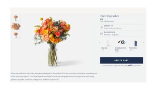 UrbanStems review: Image shows buying options for an individual bouquet.