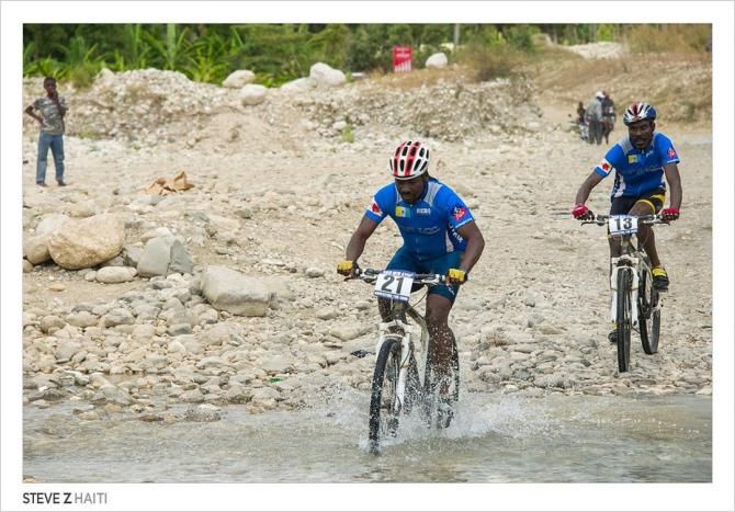 A stream crossing in the Mountain Bike Ayiti
