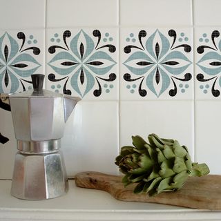 kitchen area with tiles stickers