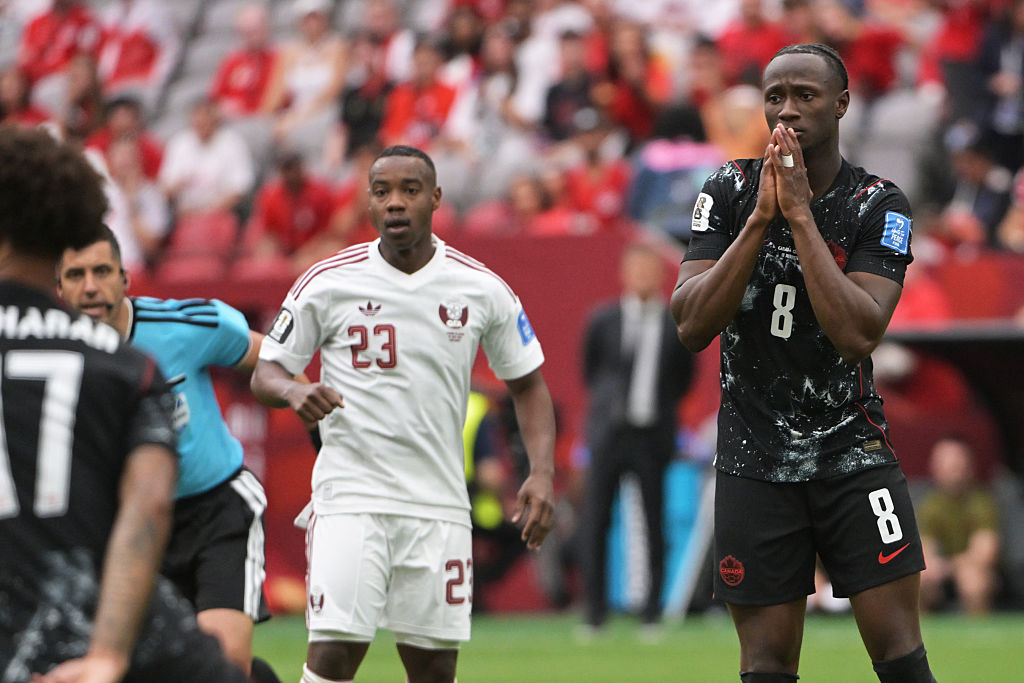 VANCOUVER, CANADA - JUNE 18: Ismael Kone of Canada disappointed during the World Cup match between Canada v Qatar at the Vancouver Stadium on June 18, 2026 in Vancouver Canada (Photo by Dale MacMillan/Soccrates/Getty Images)