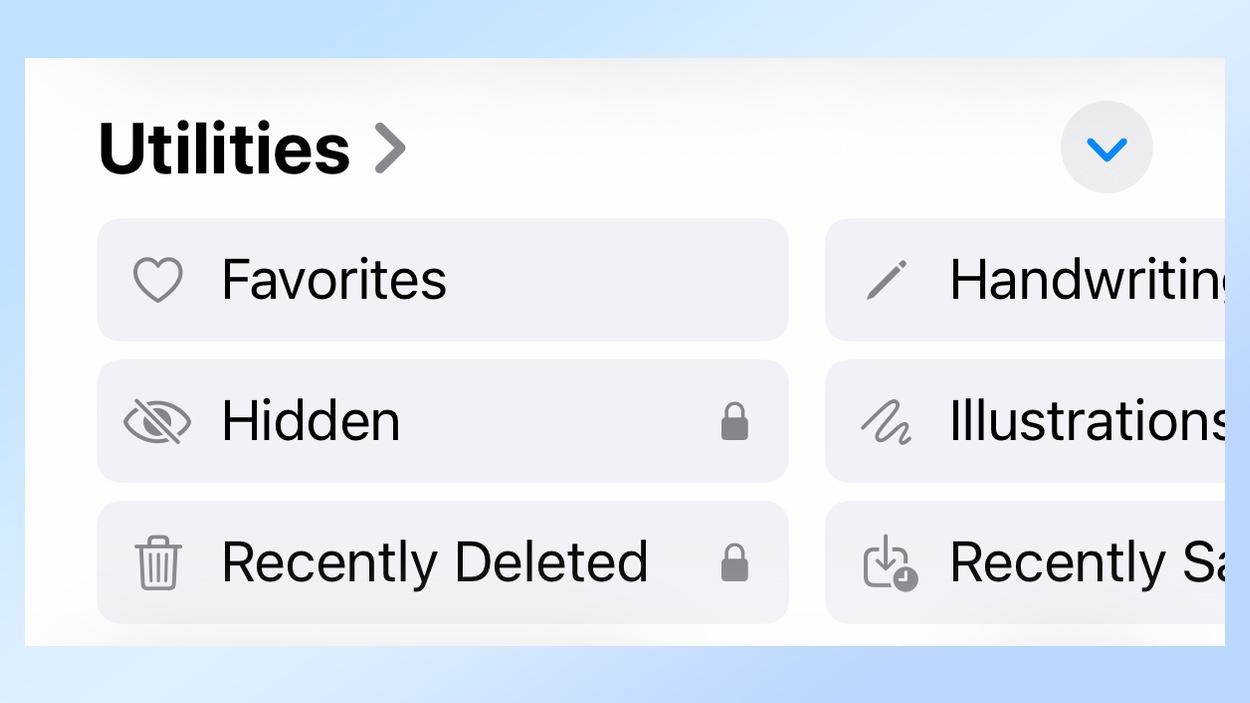 Utilities section in iOS 26 Photos app