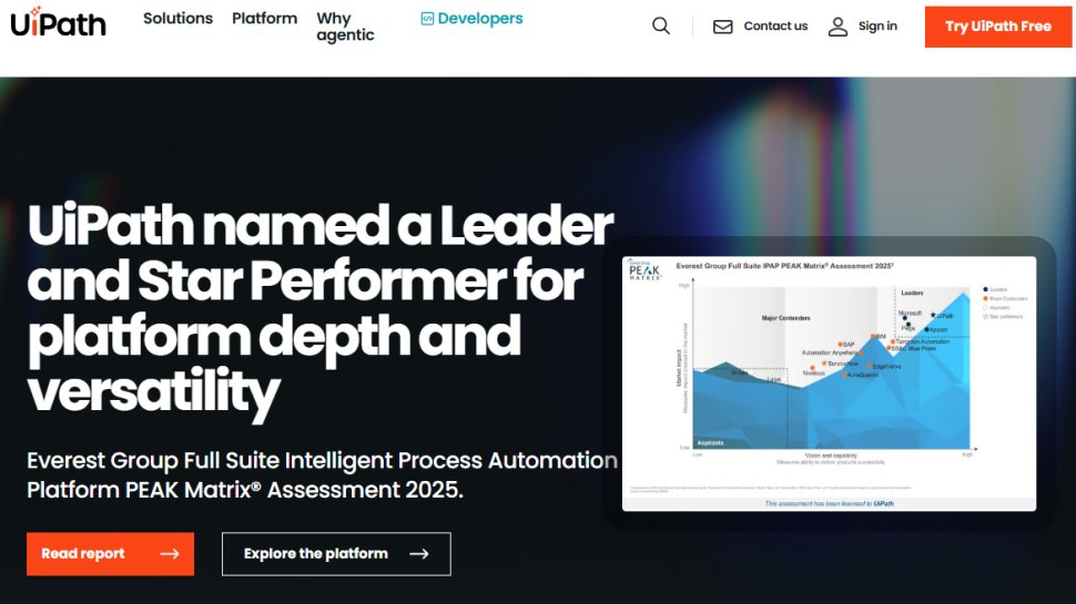 Website screenshot of UiPath (November, 2025)