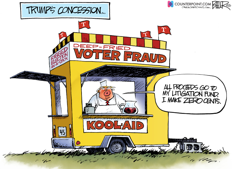 Political Cartoon U.S. Trump concession