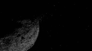 Debris ejected from the surface of asteroid Bennu.