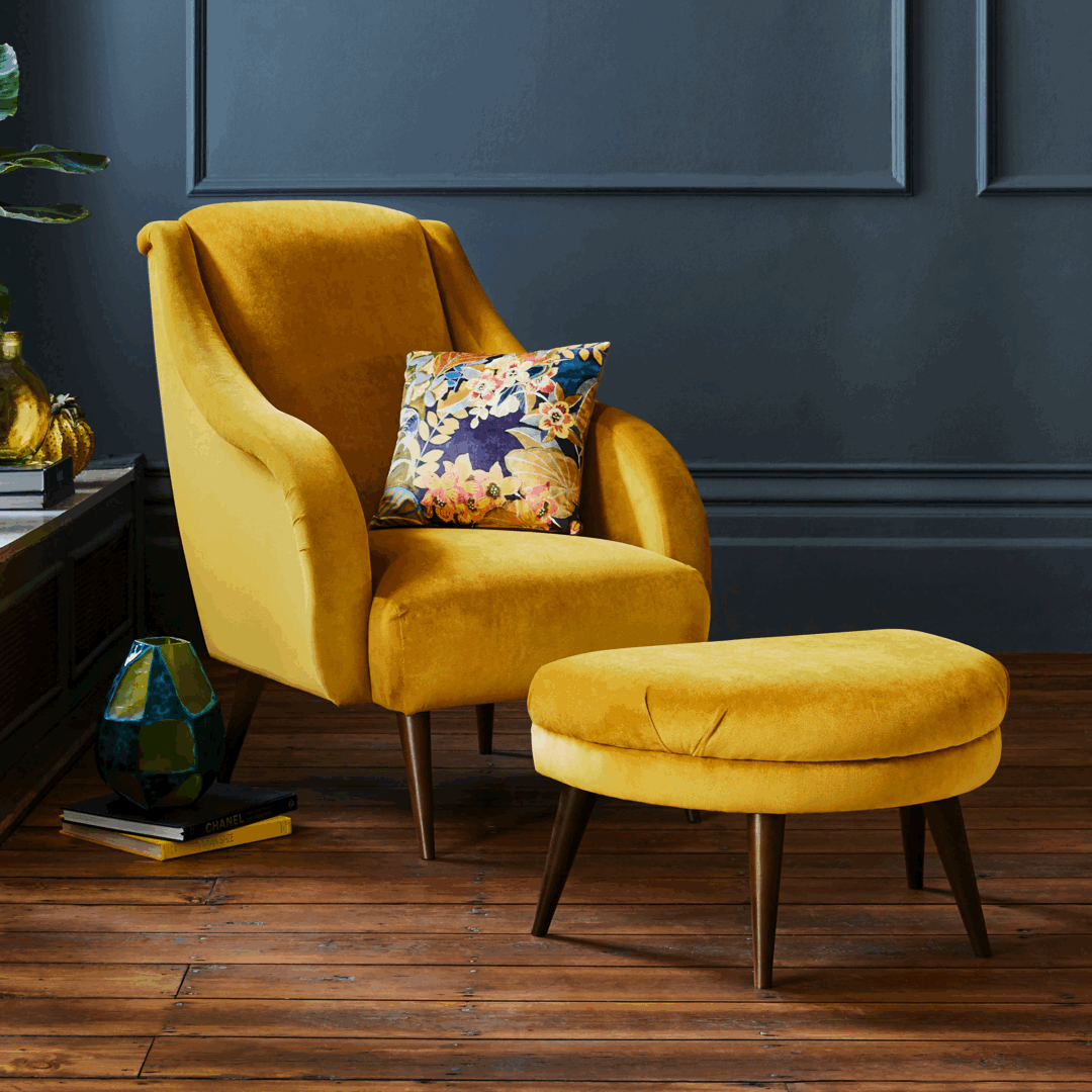 Botanicals collection by Furniture Village in boldly coloured living rooms