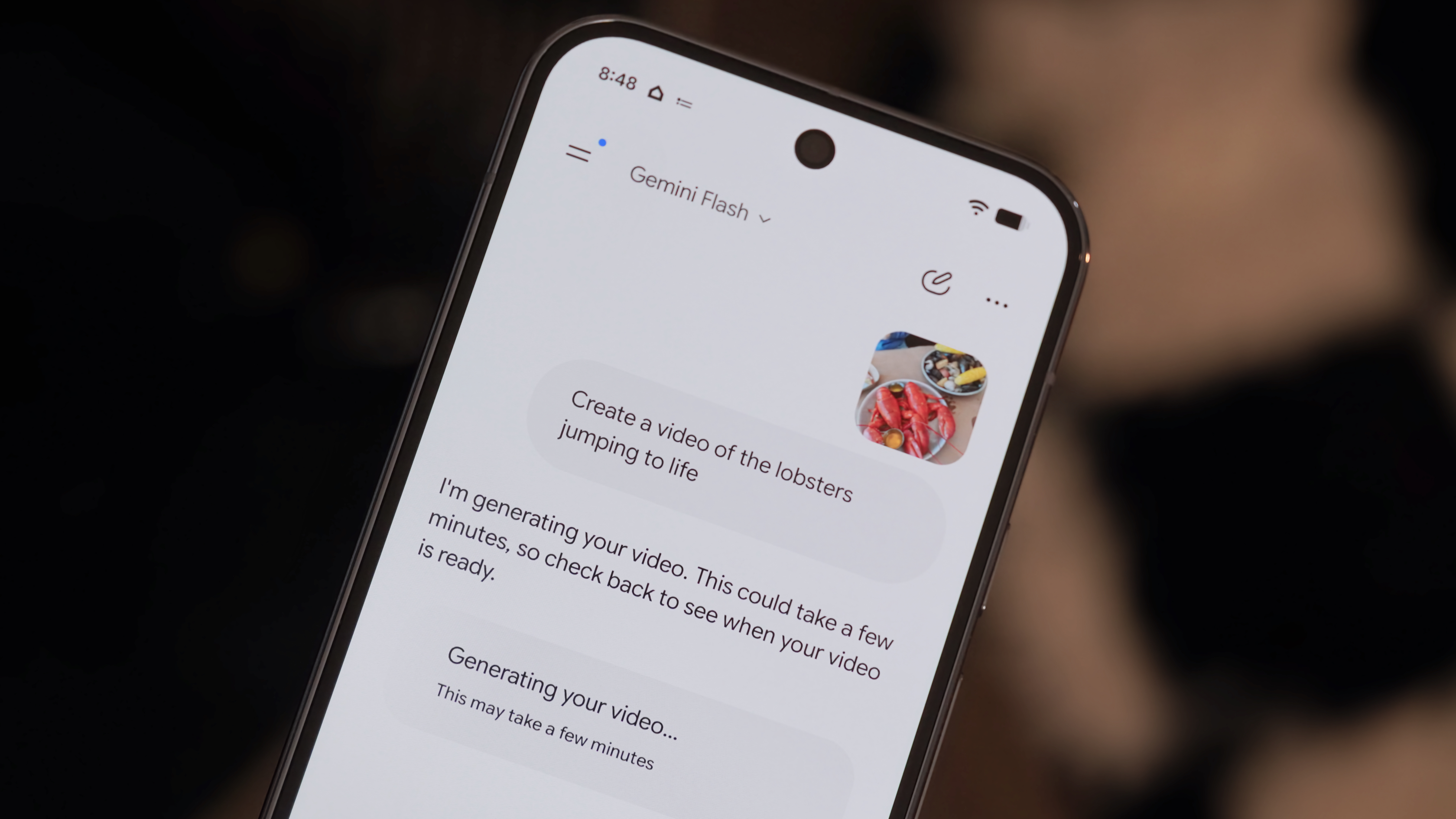 Gemini Omni on a Pixel 10 Pro generating videos.