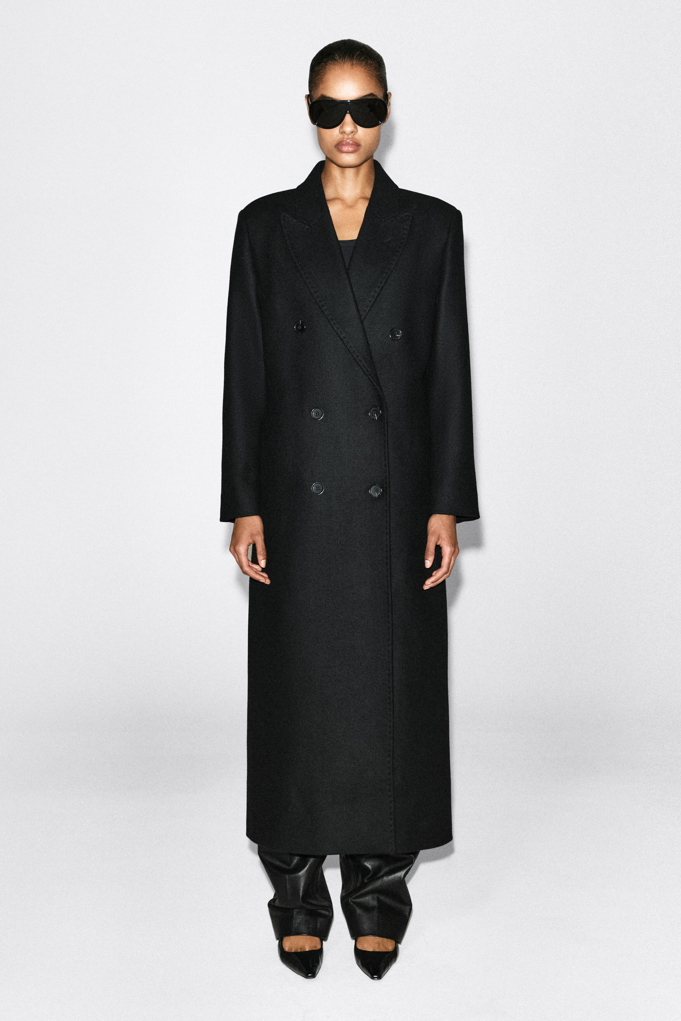 Tailored Wool-Blend Double-Breasted Coat