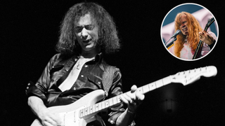 Ritchie Blackmore with an inset of Dave Mustaine.