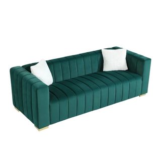 A green fluted sofa