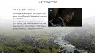 The PlayStation website contains a pre-order page with a more literal description of Death Stranding's plot and features