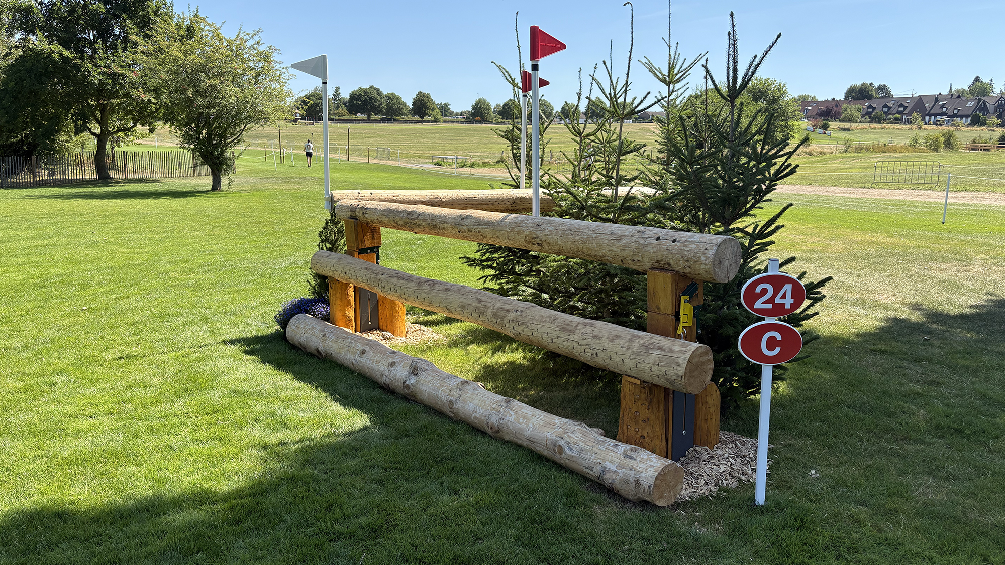 A corner fence on the eventing World Championships cross-country course