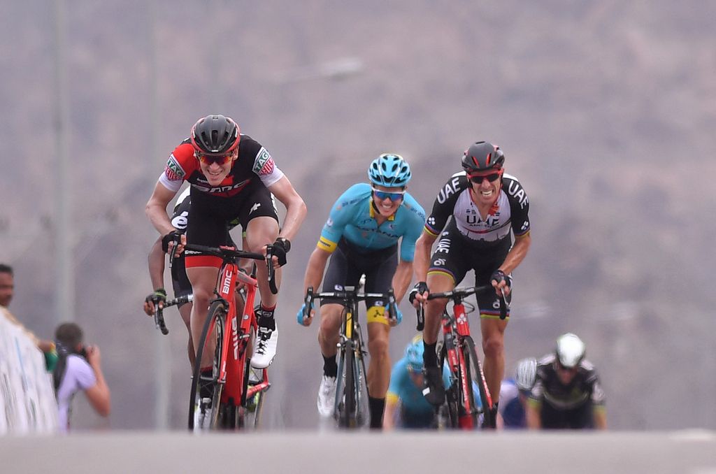Rui Costa (UAE Abu Dhabi) trying to reel in Ben Hermans