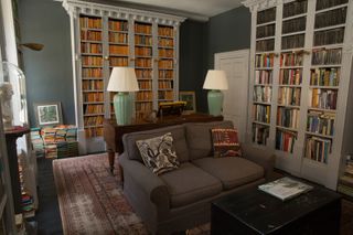 library filled with books in period home