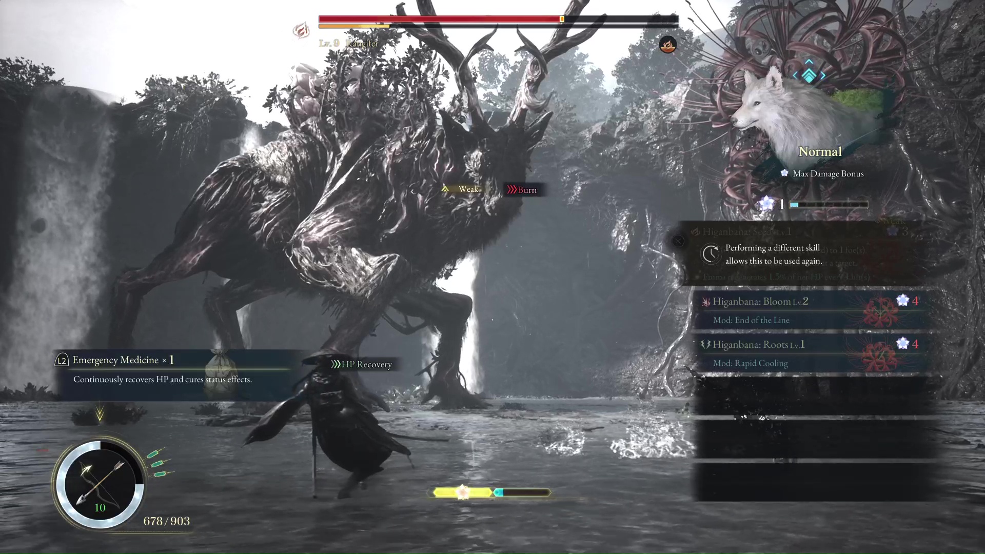 A player exploits Rangifer's weakness to fire in Beast of Reincarnation