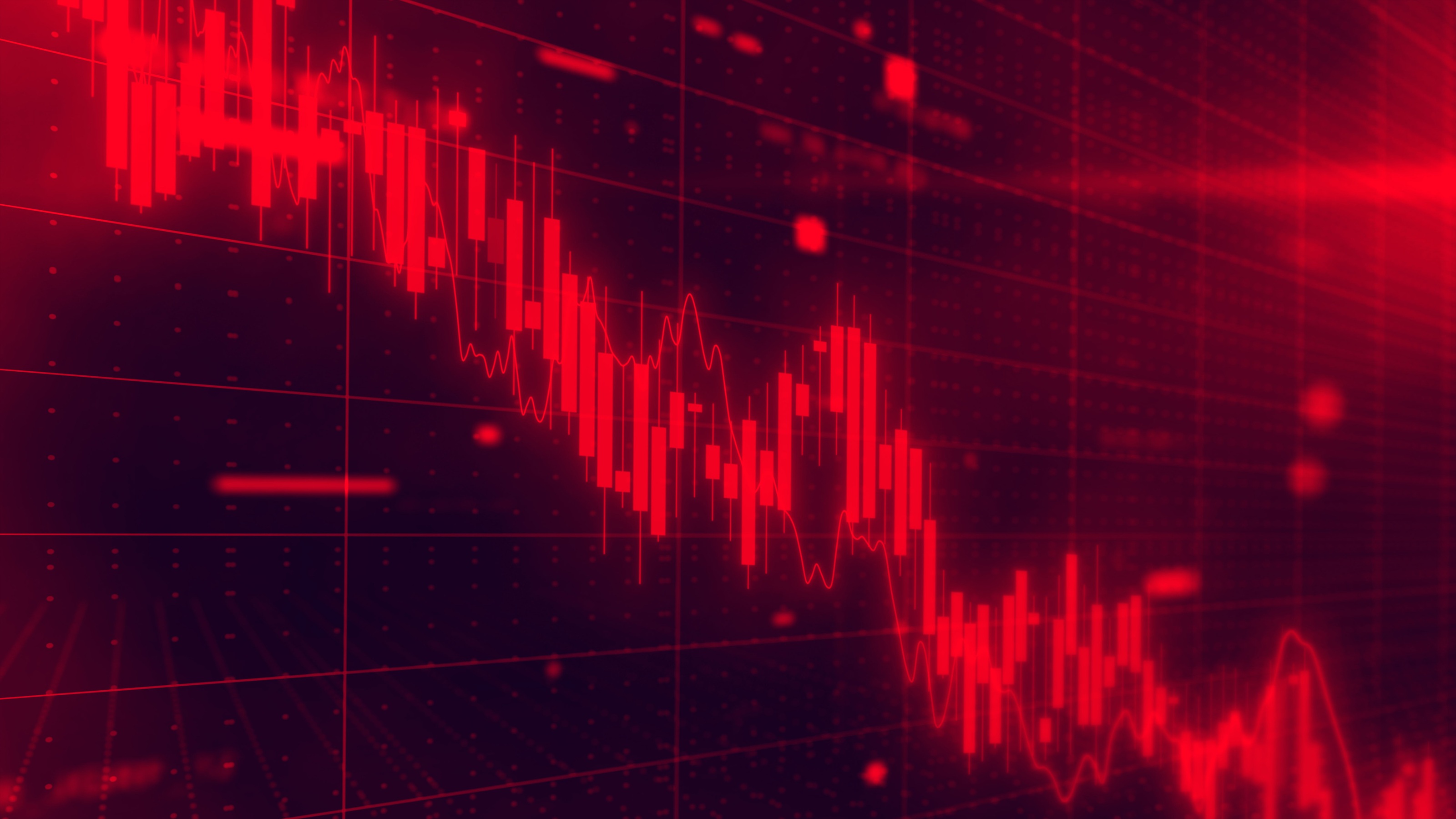 A red trading graph trends downward.