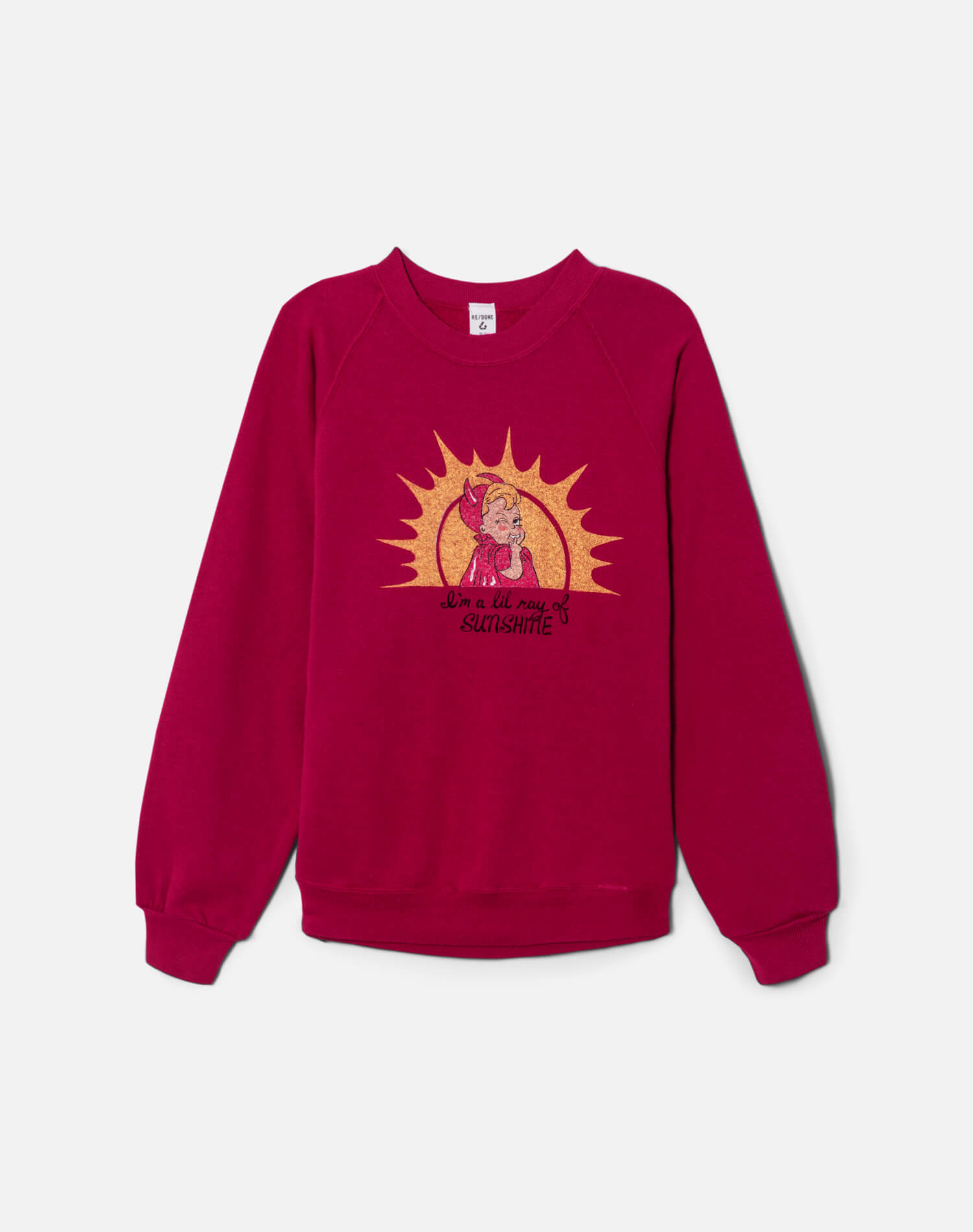 Upcycled "ray of Sunshine" Sweatshirt - Magenta