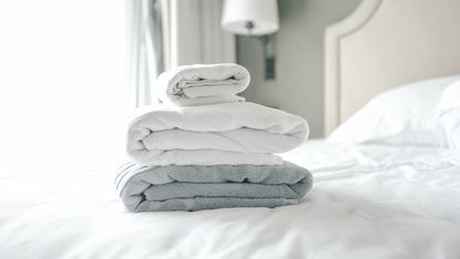white towels on a bed