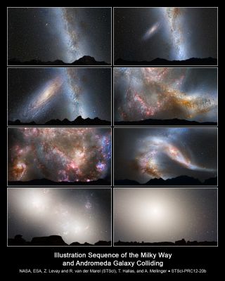 Nighttime Sky View of Future Galaxy Merger